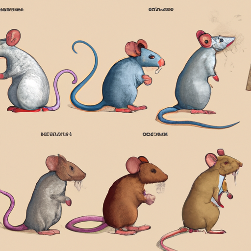 1. איור המציג סוגים שונים של עכברים, המדגיש את המאפיינים הפיזיים והתנהגויות האופייניות שלהם.