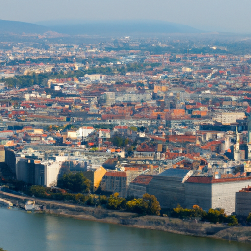 נוף פנורמי של בודפשט, המראה את נהר הדנובה המפריד בין הצדדים של בודה ופשט של העיר.